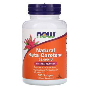 NOW Natural Beta Carotene 25000 IU (180 softgels)